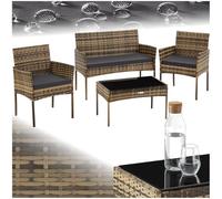 tectake® Ensemble Salon de Jardin Exterieur en Résine tressée Canapé 2 Places 2 Fauteuil Salon et 1 Table de Jardin, Coussins Inclus, Mobilier de Jardin pour Amenagement Balcon Terrasse Veranda