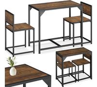 tectake Ensemble Table et 2 chaises Ensemble de Salle à Manger Groupe de sièges Meuble pour Salle à Manger - diverses Couleurs (Bois foncé Style Industriel)