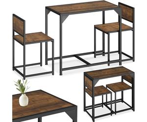 tectake Ensemble Table et 2 chaises Ensemble de Salle à Manger Groupe de sièges Meuble pour Salle à Manger - diverses Couleurs (Bois foncé Style Industriel)