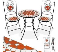tectake® Ensemble Table et Chaises en Mosaïque Table de Bistrot Bar Salon de Jardin Exterieur, Structure en Acier lâqué époxy, Mobilier de Jardin Amenagement Balcon Terrasse