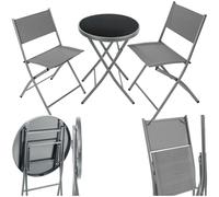 tectake® Ensemble Table Ronde et Chaises Pliantes Table de Bistrot Bar Salon de Jardin Exterieur 2 Personnes, Structure en Acier lâqué époxy, Mobilier de Jardin Amenagement Balcon Terrasse