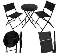 tectake® Ensemble Table Ronde et Chaises Pliantes Table de Bistrot Bar Salon de Jardin Exterieur 2 Personnes, Structure en Acier lâqué époxy, Mobilier de Jardin Amenagement Balcon Terrasse