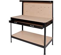 tectake® Etabli Atelier Garage 120 x 60 x 156 cm, Plan de Travail Clair et spacieux, Table Haute, Grand tiroir, étagère Pratique, Etabli avec Panneau Perforé, Rangement des Outils, Rangement Garage