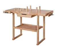 TecTake Établi d'Atelier en Bois Massif avec Étau de Serrage - diverses tailles au choix - ("L" - 117x47.5x83cm)