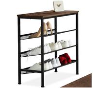 tectake® Étagère à Chaussures 75,5 x 30,5 x 69,5 cm, Rangement Chaussure 3 étagères grillagées, Style Industriel, Meuble Chaussure Rangement Chaussures Meuble d'entrée Dressing Chambre, Bois foncé