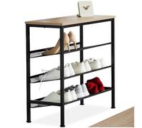 tectake® Étagère à Chaussures 75,5 x 30,5 x 69,5 cm, Rangement Chaussure 3 étagères grillagées, Style Industriel, Meuble Chaussure Rangement Chaussures Meuble d'entrée Dressing Chambre, Bois Clair