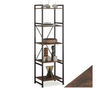 tectake® Étagère Bibliothèque Colonne Meuble de Rangement à 5 Niveaux Meuble Industriel Moderne Structure en Acier et en Bois MDF pour Rangement Bureau, Salon,Cuisine, Chambre, Dressing