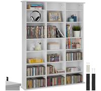 tectake® Étagère Bibliothèque Étagère Rangement CD/DVD pour 840 CDs - 105,5x19x136,5 cm Meuble de Rangement Moderne pour Rangement Bureau, Salon, Chambre, Etagere Rangement Meubles de Salon