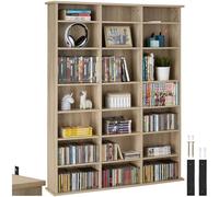 tectake® Étagère Bibliothèque Étagère Rangement CD/DVD pour 840 CDs - 105,5x19x136,5 cm Meuble de Rangement Moderne pour Rangement Bureau, Salon, Chambre, Etagere Rangement Meubles de Salon