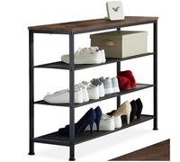 tectake® Etagere Chaussures 100 x 30,5 x 72,5 cm, Rangement Chaussures Style Industriel Meuble Chaussure, 3 étagères grillagées, Rangement Chaussure Meuble d'entrée Dressing Salon Chambre, Bois foncé
