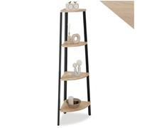 tectake® Étagère d'angle 34 x 34 x 125 cm, Bibliothèque, 4 Niveaux décalés, Style Industriel, Etagere Bois, Rangement Bureau Bibliotheque, Meuble Salon, Etagere Rangement Chambre, Bureau, Bois Clair