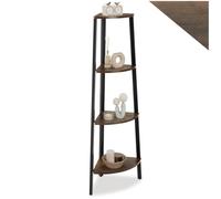 tectake® Étagère d'angle 34 x 34 x 125 cm, Bibliothèque, 4 Niveaux décalés, Style Industriel, Etagere Bois, Rangement Bureau Bibliotheque, Meuble Salon, Etagere Rangement Chambre, Bureau, Bois foncé