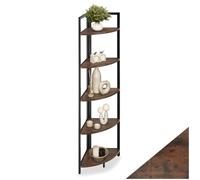 tectake® Étagère d'angle 5 Niveaux, 30 x 30 x 150 cm Étagère Rangement Style Industriel épuré Meuble de Rangement Chambre Bureau Salon Etagere Bois et Acier Bibliothèque Meuble Etagere, Bois foncé