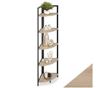 tectake® Étagère d'angle 5 Niveaux, 30 x 30 x 150 cm Étagère Rangement Style Industriel épuré Meuble de Rangement Chambre Bureau Salon Etagere Bois et Acier Bibliothèque Meuble Etagere, Bois Clair