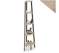 tectake® Étagère d'angle 5 Niveaux de Tailles différentes 34 x 34 x 158,5 cm Étagère Rangement Style Industriel Meuble de Rangement Chambre Bureau Salon Etagere Bois et Acier Bibliothèque, Bois Clair