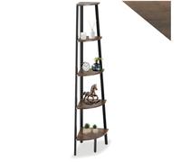 tectake® Étagère d'angle 5 Niveaux de Tailles différentes 34 x 34 x 158,5 cm Étagère Rangement Style Industriel Meuble de Rangement Chambre Bureau Salon Etagere Bois et Acier Bibliothèque, Bois foncé