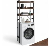 tectake® Étagère de Salle de Bain Meuble Salle de Bain en Bois et Acier 3 Niveaux 63 x 25 x 165 cm Meuble Industriel Meuble de Rangement WC avec système Anti-basculement, Meuble de Salle de Bain