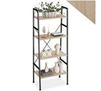 tectake® Étagère échelle à 4 Niveaux, 57,5 x 35,5 x 139 cm, Bibliothèque Style Industriel Vintage, Etagere Bois et Acier, Meuble de Rangement Chambre Salon Bureau, Etagere Bibliotheque, Bois Clair
