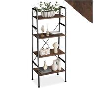 tectake® Étagère échelle à 4 Niveaux, 57,5 x 35,5 x 139 cm, Bibliothèque Style Industriel Vintage, Etagere Bois et Acier, Meuble de Rangement Chambre Salon Bureau, Etagere Bibliotheque, Bois foncé