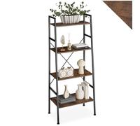 tectake® Étagère échelle à 4 Niveaux 61,5 x 36,5 x 150 cm, Bibliothèque Style Industriel Vintage, Étagères Verticales Meuble de Rangement Chambre Salon Bureau, Etagere Bibliotheque, Bois foncé
