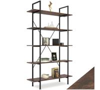 tectake Étagère Échelle Meuble de Rangement Bibliothèque à 5 Niveaux Design Industriel 106 x 34,5 x 179,5 cm - Diverses Couleurs (Bois foncé Style Industriel)