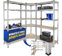 tectake® Étagère Garage Étagère Charge Lourde Meuble de Rangement modulable en métal 15 étagères Max. 175 kg par étagère Rangement Outils Rangement Atelier pneus Rangement buanderie