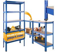 tectake® Étagère Garage Étagère Charge Lourde Meuble de Rangement modulable en métal 5 tablettes 75,5 x 30,5 x 172 cm Max. 350 kg Rangement Outils Atelier pneus buanderie