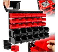tectake® Étagère Murale avec 30 Boîtes de Rangement empilables Meuble de Rangement Outillage pour Bricolage Rangement Atelier Garage Rangement Mural de visserie & Clous Organisation du Garage