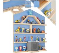 tectake® Etagere Murale Magnétique pour 50 Figurines à Histoire & Boîte à Histoire, Étagère Bois Bibliotheque, Support Figurine Rangement Chambre Enfant Décoration Murale Accessoires Chambre Enfant
