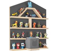 tectake® Étagère Murale Maison 50x15,5x60 cm, Max. 50 Figurines à Histoire | Bandes métalliques pour fixation magnétique, coins arrondis, passage de câbles intégré, fixation invisible, gris anthracite