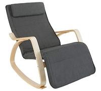 tectake® Fauteuil à Bascule avec Accoudoirs & Repose Pieds Réglable en 5X Rocking Chair Fauteuil Relax rembourée Cadre en Bois Fauteuil Salon Veranda, Chaise Ergonomique idéal Détente, Allaitement