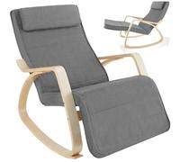 tectake® Fauteuil à Bascule avec Accoudoirs & Repose Pieds Réglable en 5X Rocking Chair Fauteuil Relax rembourée Cadre en Bois Fauteuil Salon Veranda, Chaise Ergonomique idéal Détente, Allaitement