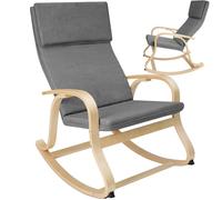 tectake® Fauteuil à Bascule avec Accoudoirs Rocking Chair Fauteuil Relax rembourée Cadre en Bois Fauteuil Salon Veranda, Chaise Ergonomique idéal Détente, Fauteuil Allaitement