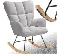 tectake® Rocking Chair Fauteuil à Bascule avec Accoudoirs Fauteuil scandinave Motif matelassé Cadre en Acier Fauteuil Salon Veranda Chaise Ergonomique idéal Détente, Allaitement