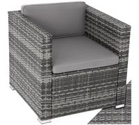 tectake® Fauteuil avec Accoudoirs pour Salon de Jardin Exterieur en Poly Rotin Salon de Jardin modulable Fauteuil Salon, Mobilier pour Amenagement Balcon Terrasse Veranda