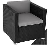 tectake® Fauteuil avec Accoudoirs pour Salon de Jardin Exterieur en Poly Rotin Salon de Jardin modulable Fauteuil Mobilier extérieur pour Amenagement Balcon Terrasse Veranda
