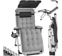 tectake® Fauteuil de Jardin Bain de Soleil avec Pare Soleil Chaise Longue Pliable & Inclinable avec Rembourrage Repose Pieds Appuie-tête Amovible Salon de Jardin Exterieur Mobilier