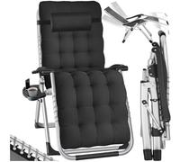 Chaise longue - TECTAKE - Chaise longue CLOUD en acier pliable et réglable avec coussins amovibles 84 x 103 x 113 cm - Noir