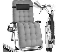 TecTake Chaise longue pliable CLOUD – réglable en continu, gris clair, par pièce