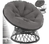 tectake® Fauteuil Papasan en Rotin Chaise Relax Ronde Résine Tressée 1 Place Pivotant à 360°, Coussin Épais Grand Confort Inclus, Mobilier de Jardin pour Amenagement Balcon Terrasse Salon de Jardin