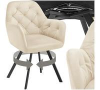 tectake® Fauteuil pivotant en Velours avec accoudoirs, Motif matelassé