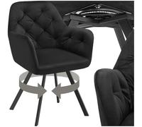 tectake® Fauteuil pivotant en Velours avec accoudoirs, Motif matelassé