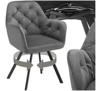 tectake® Fauteuil pivotant en Velours avec accoudoirs, Motif matelassé