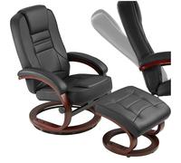 tectake® Fauteuil Relax à Pied Rond Dossier inclinable, Pivotant à 360°, Tabouret Repose Pieds Inclus, Fauteuil Salon Chambre 102 x 68 x 77-109 cm, Chaise a Bascule Relaxation Meuble Salon, Noir