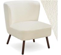 Chaise - TECTAKE - Fauteuil cocktail Teddy RODINA 2 rembourré, revêtement bou ossier incurvé 61 x 68 x 69 cm - Blanc cassé