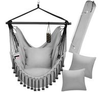 tectake® Fauteuil Relax Jardin & Intérieur, Fauteuil Suspendu Hamac Intérieur & extérieur, Fauteuil de Lecture Cocooning 1 Place Balancelle, 2 Coussin Chaise Inclus Decoration Salon cocooning