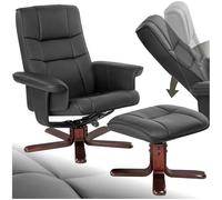 tectake® Fauteuil Relax TV Fauteuil Salon pivotant 360° & Inclinable avec Repose Pieds & Pieds Solides en Bois Chaise Ergonomique Cocooning Relaxation Allaitement pour Salon, Chambre, Bureau