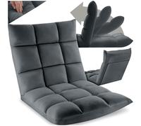 tectake® Fauteuil Relax XXL Velours 2en1 Fauteuil TV & Matelas de Sol Moelleux Chaise Longue de Relaxation & méditation Fauteuil Salon Confortable avec Dossier inclinable Chambre, Allaitement