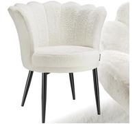 tectake® Fauteuil Salon Confortable avec Fausse Fourrure Fauteuil Relax Moelleux Chaise Ergonomique pour Salon, Salle à Manger, Chambre, Siege Bureau, Allaitement