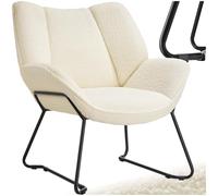 tectake® Fauteuil Salon Confortable Tissu Bouclette Fauteuil Scandinave Moelleux avec Accoudoirs Chaise Ergonomique pour Salon, Chambre, Siege Bureau, Allaitement